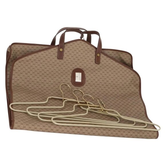 GUCCI Micro GG Supreme Garment Cover PVC Beige Gold Auth gh944 - Picture 1 of 16